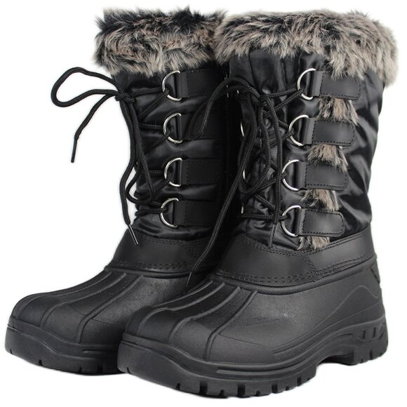Shoes - Women's Mid Calf Snow Boots Faux Fur Lined Winter Shoes Gift